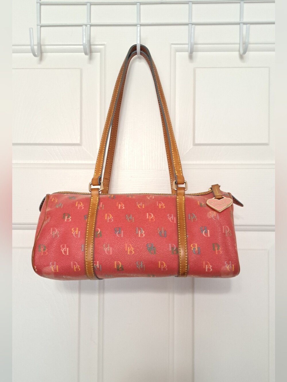 Vintage Dooney & Bourke Y2K Rainbow Monogram Barrel Shoulder Bag
